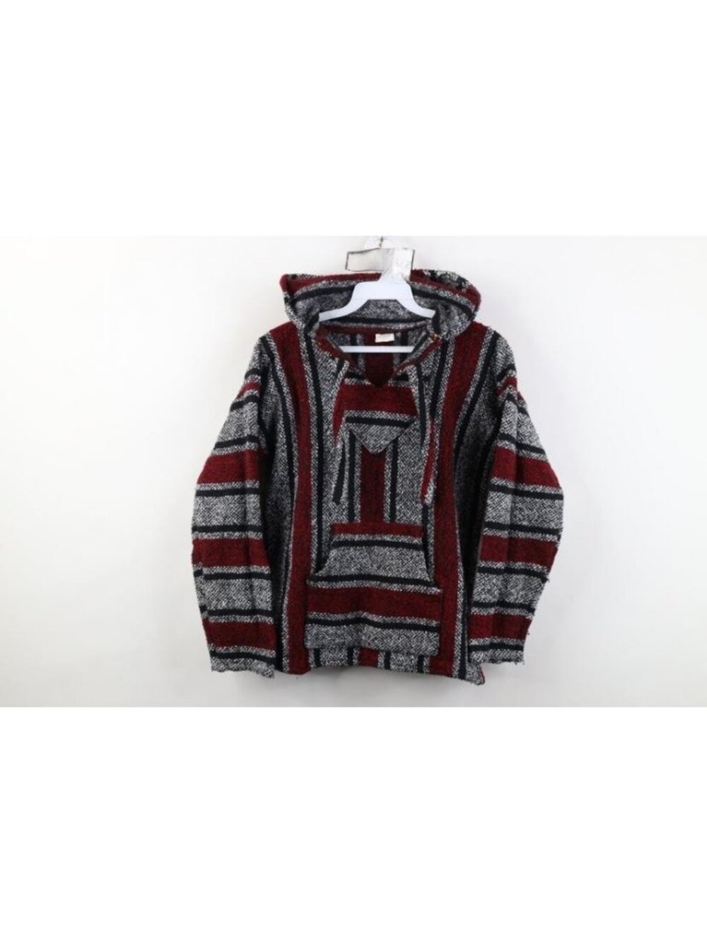 Vintage 90s Streetwear Womens Small Striped Drug Rug Blanket Hoodie Sweater